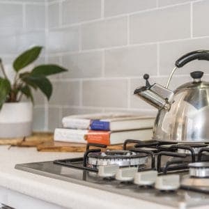46 Hudson Street Bayswater stiove top with kettle.
