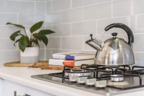 46 Hudson Street Bayswater stiove top with kettle.