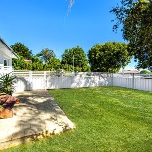 46 Hudson Street Bayswater yard with grass and fence.