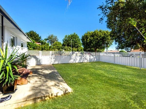 46 Hudson Street Bayswater yard with grass and fence.