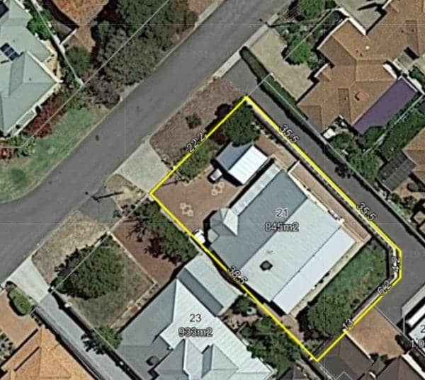 Arial view of 21 Neville Street Bayswater WA.
