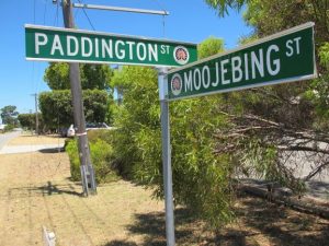 Picture of Moojebing and Paddington Street Signs Bayswater WA