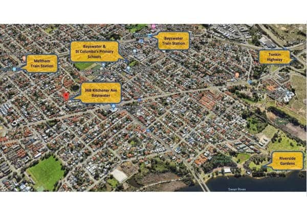 Arial View of Kitchener Avenue Bayswater WA Location