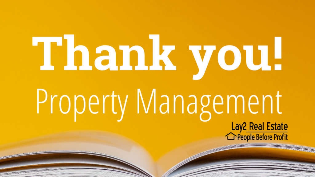 Bayswater WA Property Management Thank You Notice from Lay2 Real Estate.