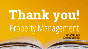 Bayswater WA Property Management Thank You Notice from Lay2 Real Estate.