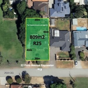 Alternative view of 22 Flora Avenue Bayswater WA 6053. Development Size Block. Sold.