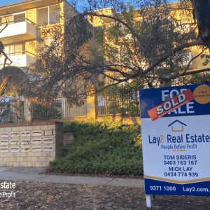 2-55 Second Avenue Mount Lawley WA sold sticker on the for sale sign. Lay2 Real Estate.