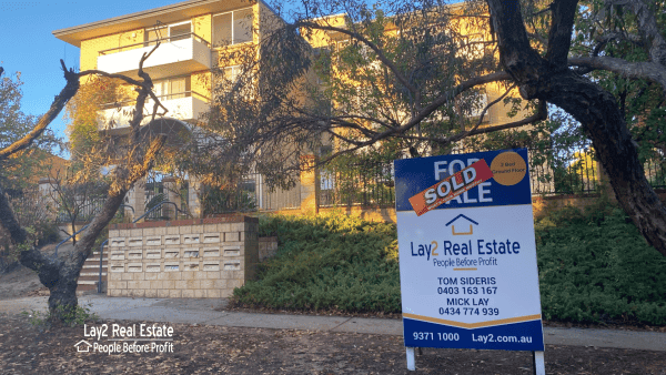 2-55 Second Avenue Mount Lawley WA sold sticker on the for sale sign. Lay2 Real Estate.