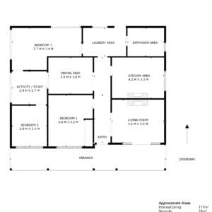 45 Wood Street Inglewood WA - floor plan approximate measurements - property for sale by lay2 Real Estate.