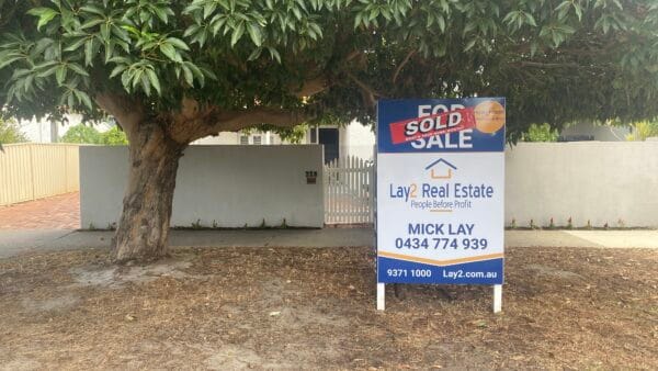 228 Railway Parade Bayswater WA 6053 front of property sold sign image. Home sold by Mick Lay of Lay2 Real Estate.