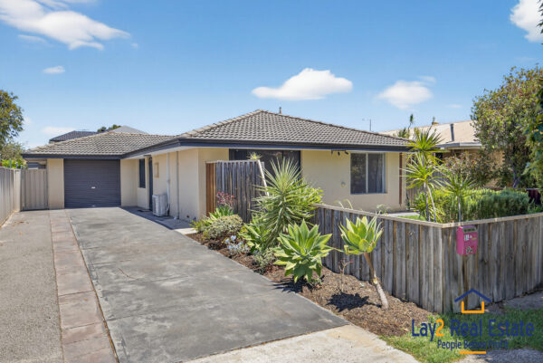 84 Crowther Street, Bayswater WA 6053. Thee bedroom Home for Sale by Lay2 Real Estate. Front of House - drive way and garage image.