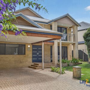 For Sale by Lay2 Real Estate 19 Woolnough St, Daglish Front facade with double carport image.