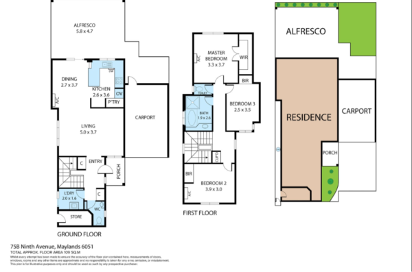 75B Ninth Ave Maylands WA 6051 floor plan image. Property for sale by Lay2 Real Estate.