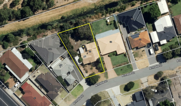 36 Armada St Bayswater WA for sale - google maps image of the outline of the property.