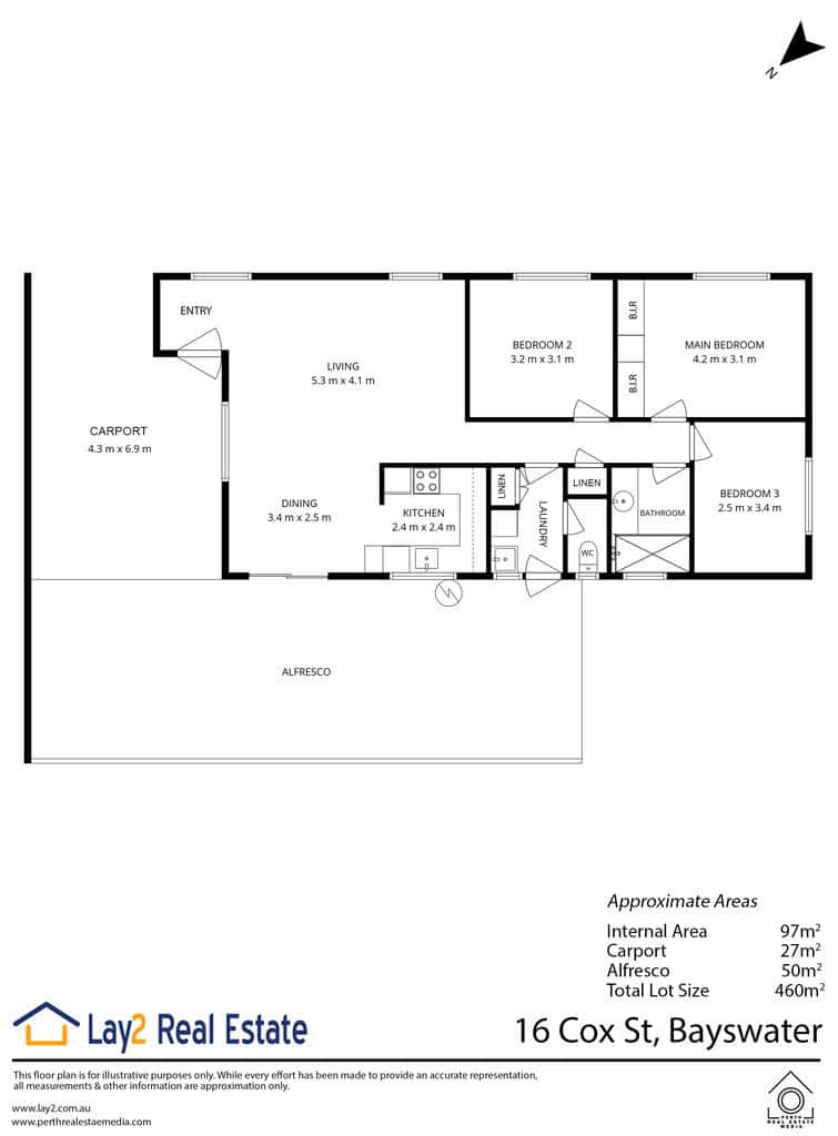 16 Cox St Bayswater WA 6053 - floor plan image. Property for sale by Lay2 Real Estate.